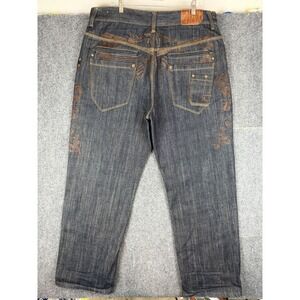 Rocawear Jeans Mens Size 38X33  Embroidered Baggy Skater Grunge Y2K Hip Hop